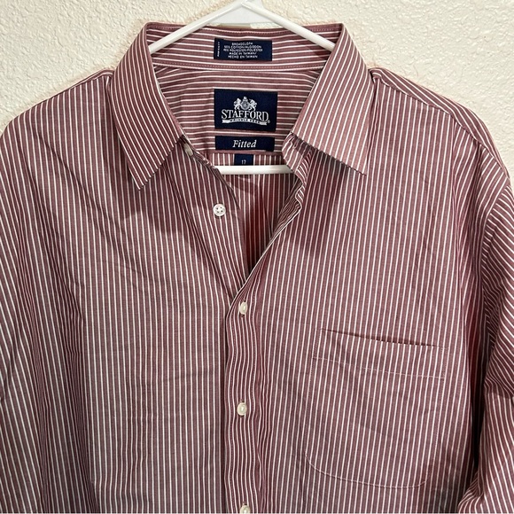 Stafford Men's Striped Shirt Size‎ 17 - Picture 1 of 6